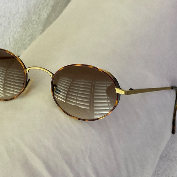 Designer sunglasses gold metal/ tortoise oval  gradient light brown lenses italy - Picture 6 of 9